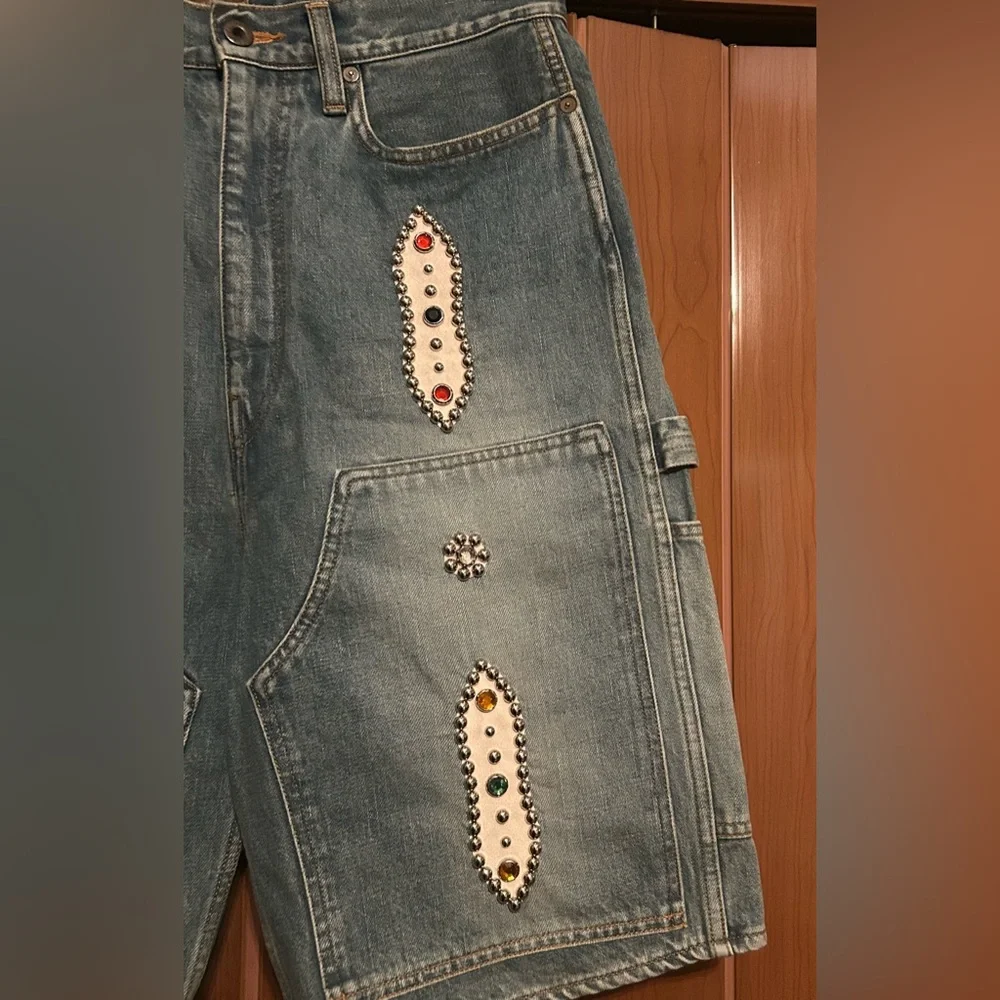 Kapital 14 oz denim shorts WITH studs remake size 34 NWT - Picture 6 of 15